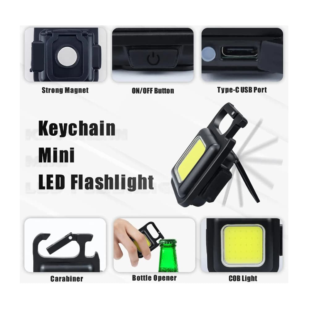 Nøkkelring COB-LED lommelykt - oppladbar - 3 lysmoduser | Luvikno