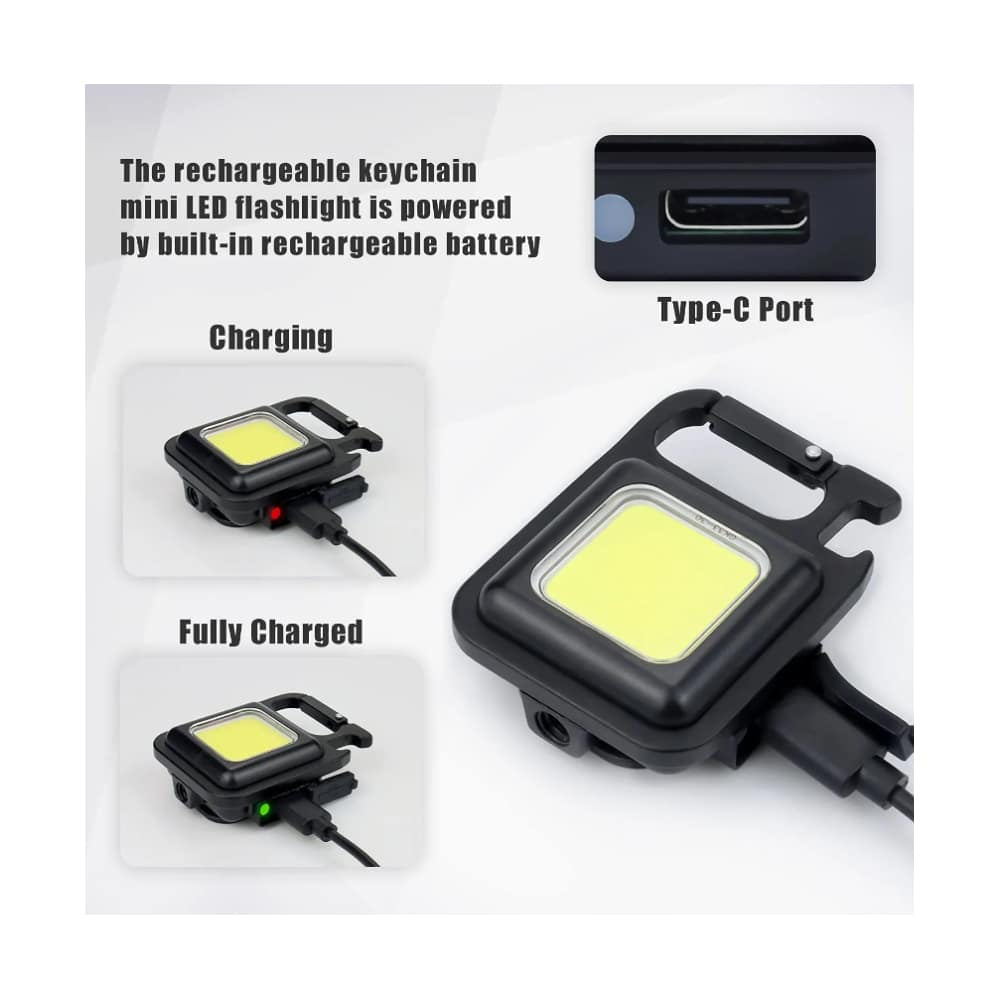 Nøkkelring COB-LED lommelykt - oppladbar - 3 lysmoduser | Luvikno