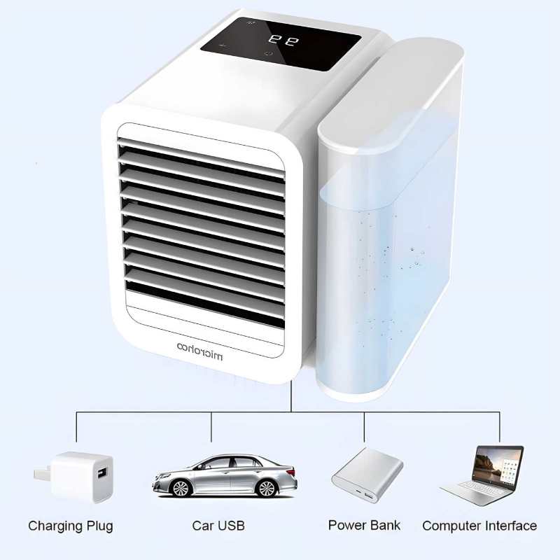 MicroCool Mini Air Conditioner Bærbar Fordampende Sumpkjøler med 1000ml Vanntank | Luvikno