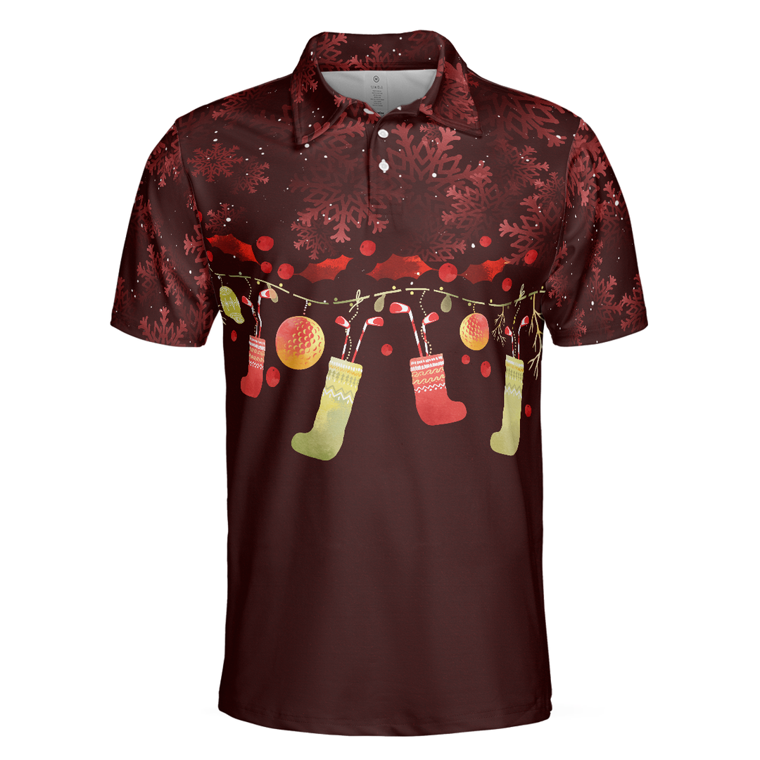 Luvik | Julepolo - Kortsærmet herre golfpolo - Rød julekledd Dry Fit - Julegaver til menn