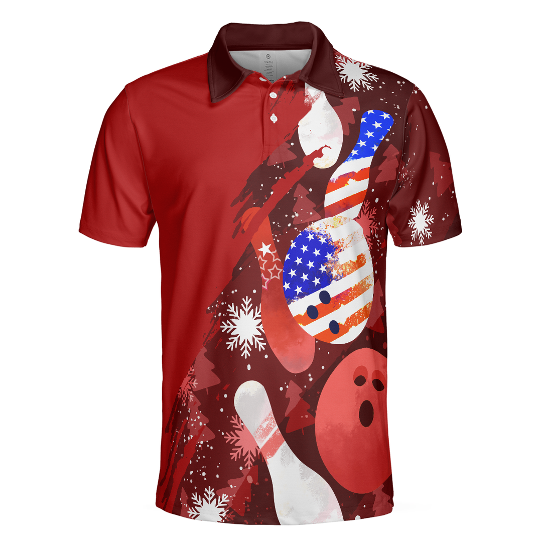Luvik | Amerika flagg jul bowlingball og kjegler herre polo