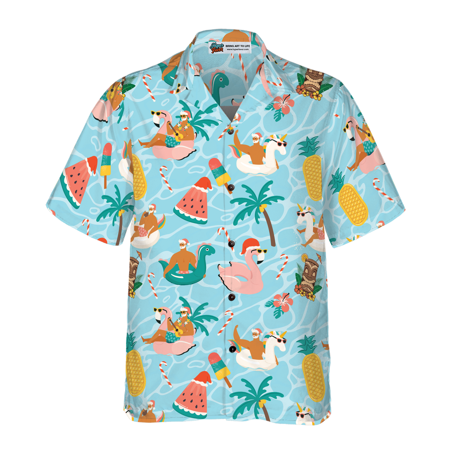 Luvik | Hyperfavor Jouluhawaiipaidat, Santa-ranta-paita lyhythihaisena kesänä, Joulupaidan lahjaidea miehille ja naisille