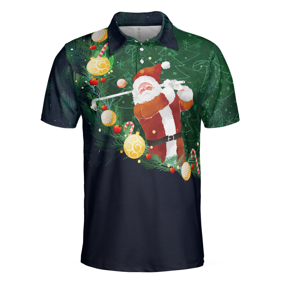 Luvik | Julpoloskjorte - Korte ermer herre golftrøye - Golftrøye med Santa-tema - Julegaveidé for menn