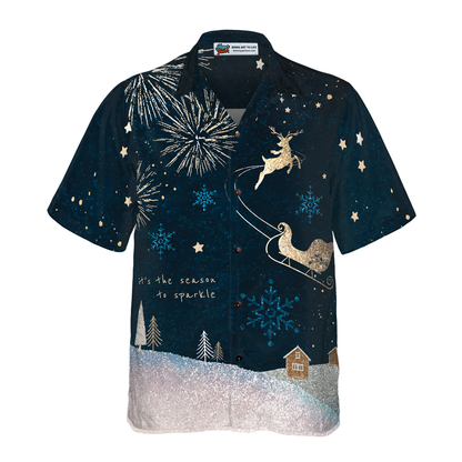 Luvik | Hyperfavor Jouluhawaiipaitoja, lyhythihainen paita tummasta lumiolennaisesta, joululahjaidea miehille ja naisille