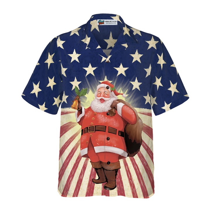 Luvik | Hyperfavor Jul Santa Amerika Hawaiian-skjorte, kortermede juleskjorter, knappekrageskjorte for menn og kvinner