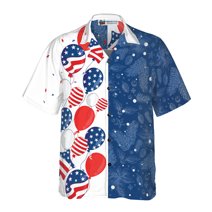 Luvik | Hyperfavor Jul i USA Ballonger Mønster Hawaii, Korte ermer Jul Skjorte Med Knapper for Menn og Kvinner
