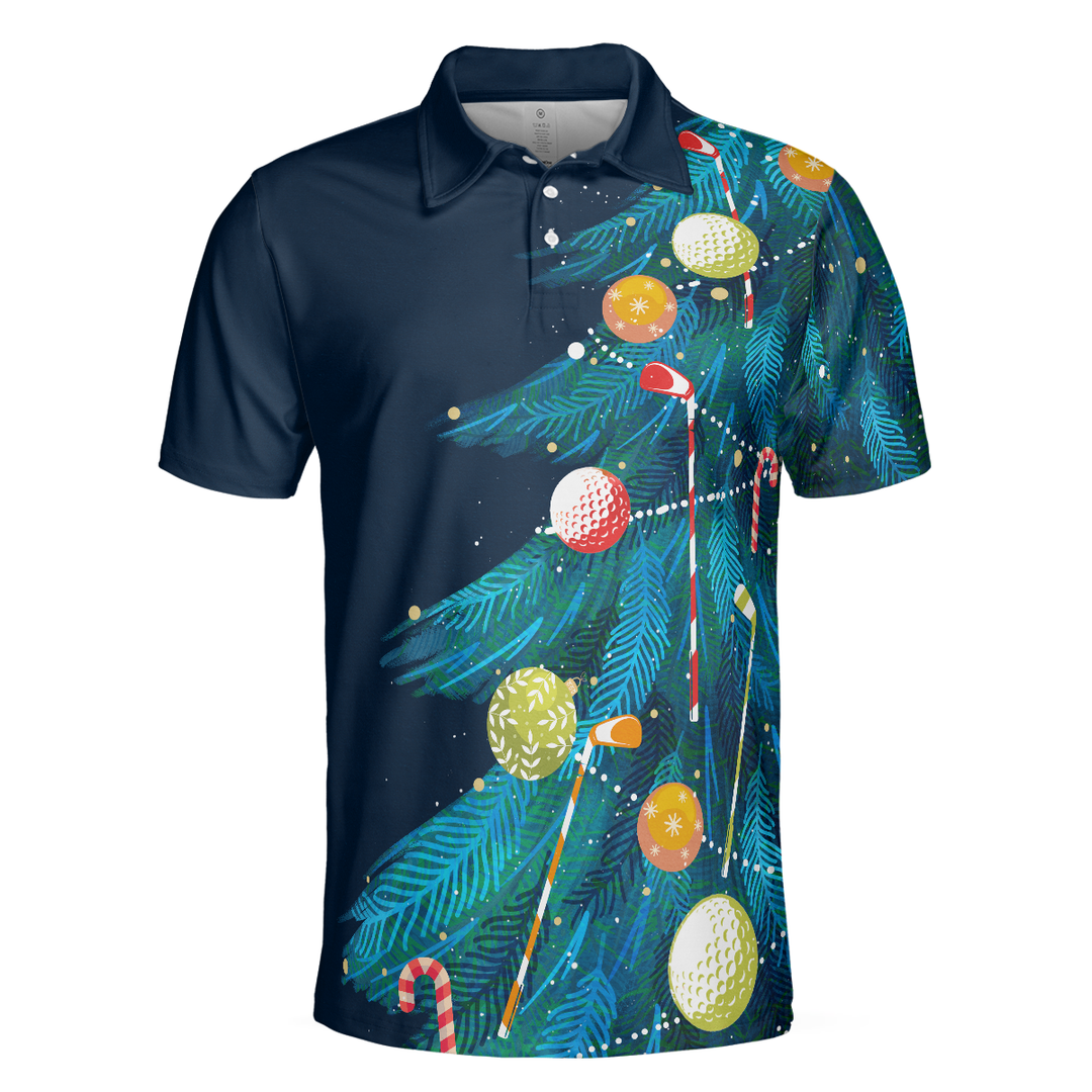 Luvik | Julelys - Korte Ermer Menns Golf Skjorte - Juletrær-mønster Dry Fit-skjorte - Julegaveidé for Menn