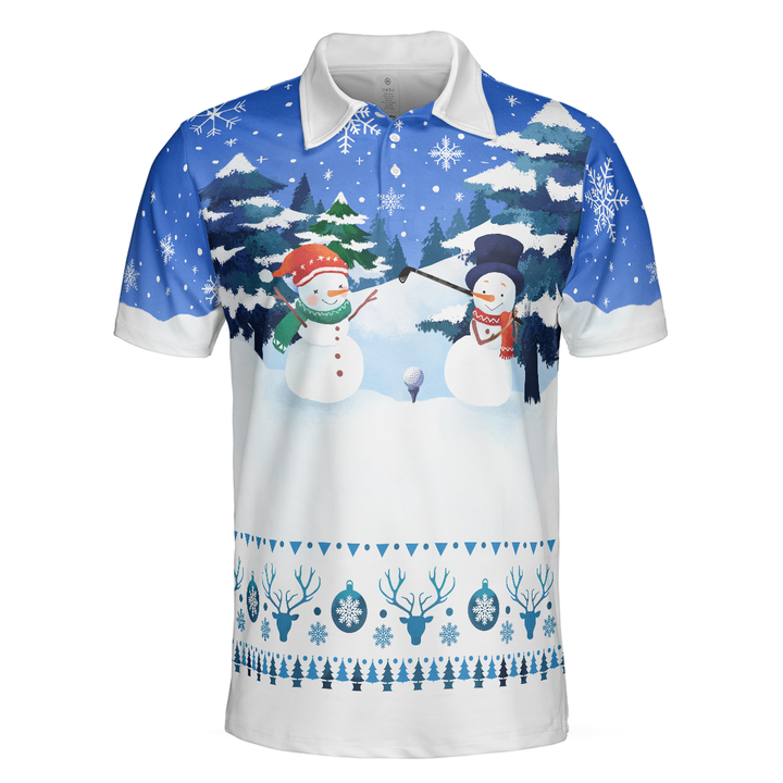 Luvik | Julepoloer - Herre kortermede golfpoloer - Morsom t-skjorte med snømannmotiv Dry Fit - Julegaveidé til menn