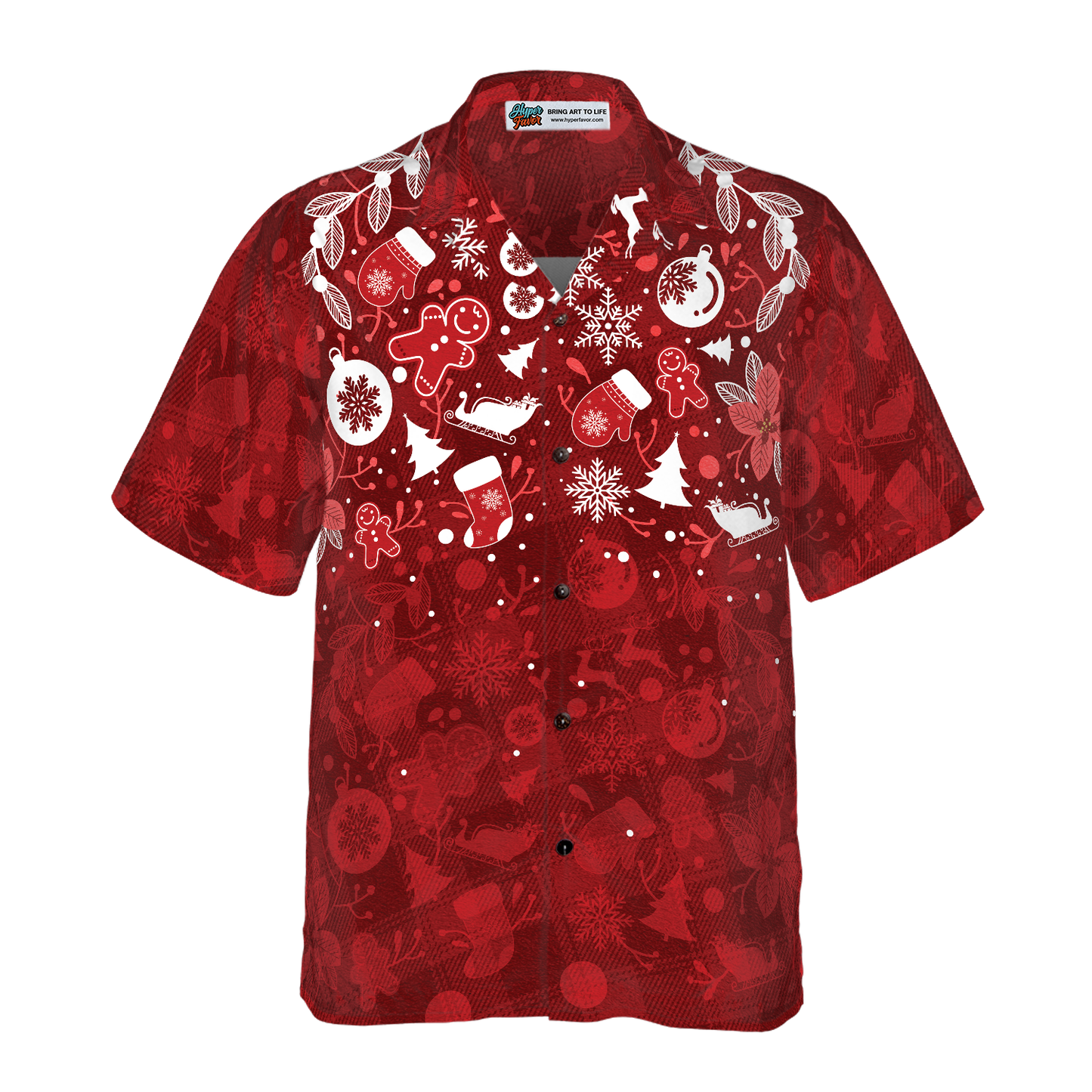 Luvik | Jouluhawaijattuja Hyperfavor miehille ja naisille, piparkakkumeininkinen lyhythihainen hawaijapaita miehille nappilistaa varten