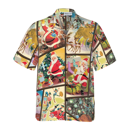Luvik | Hyperfavor Joulu Hawaiian-paidat miehille ja naisille, Elf-printattu lyhythihainen Santa Claus -lahjapaita