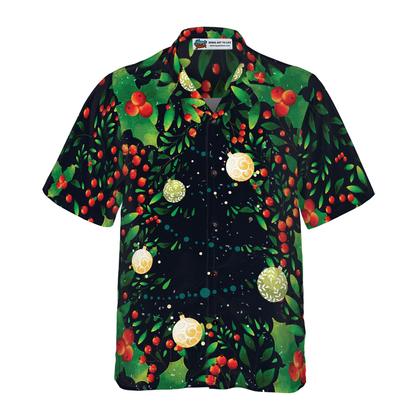 Luvik | Hyperfavor joulukuusen kuvio Havaijipaita, lyhythihainen joulupaita nappikauluksella miehille ja naisille