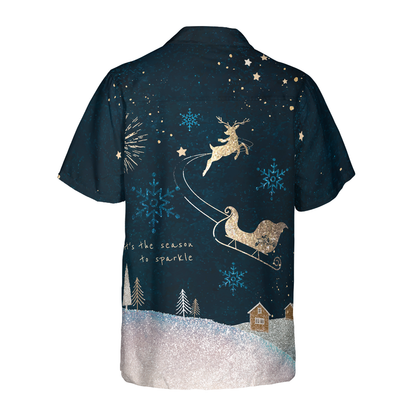 Luvik | Hyperfavor Jouluhawaiipaitoja, lyhythihainen paita tummasta lumiolennaisesta, joululahjaidea miehille ja naisille