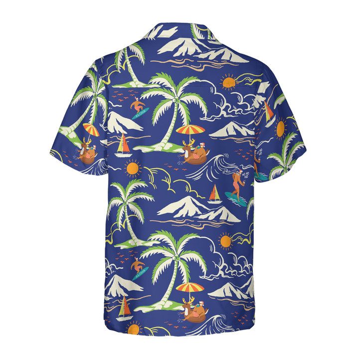 Luvik | Hawaii-t-skjorte Hyperfavor julen, Santa-mønster fra sommerstranden 3 kortermede t-skjorter, julegaveide til menn og kvinner