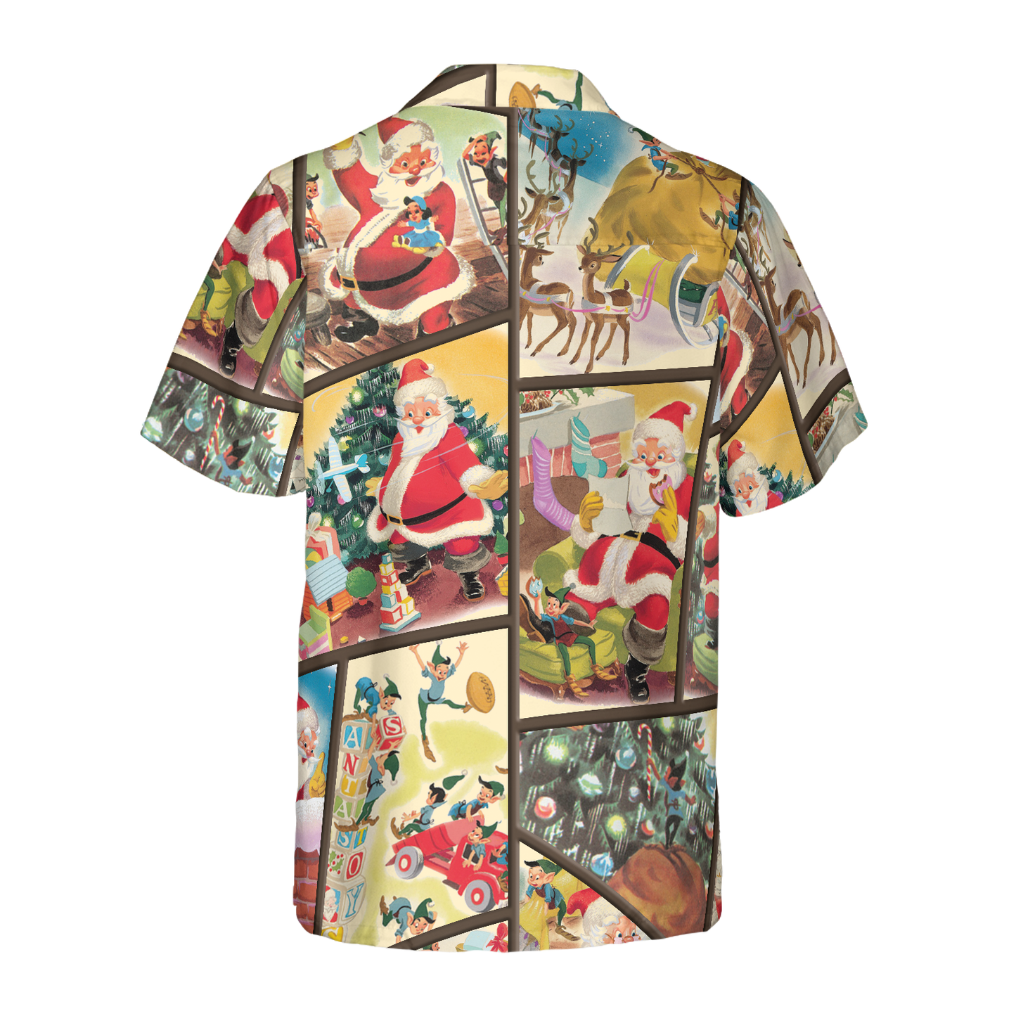 Luvik | Hyperfavor Joulu Hawaiian-paidat miehille ja naisille, Elf-printattu lyhythihainen Santa Claus -lahjapaita