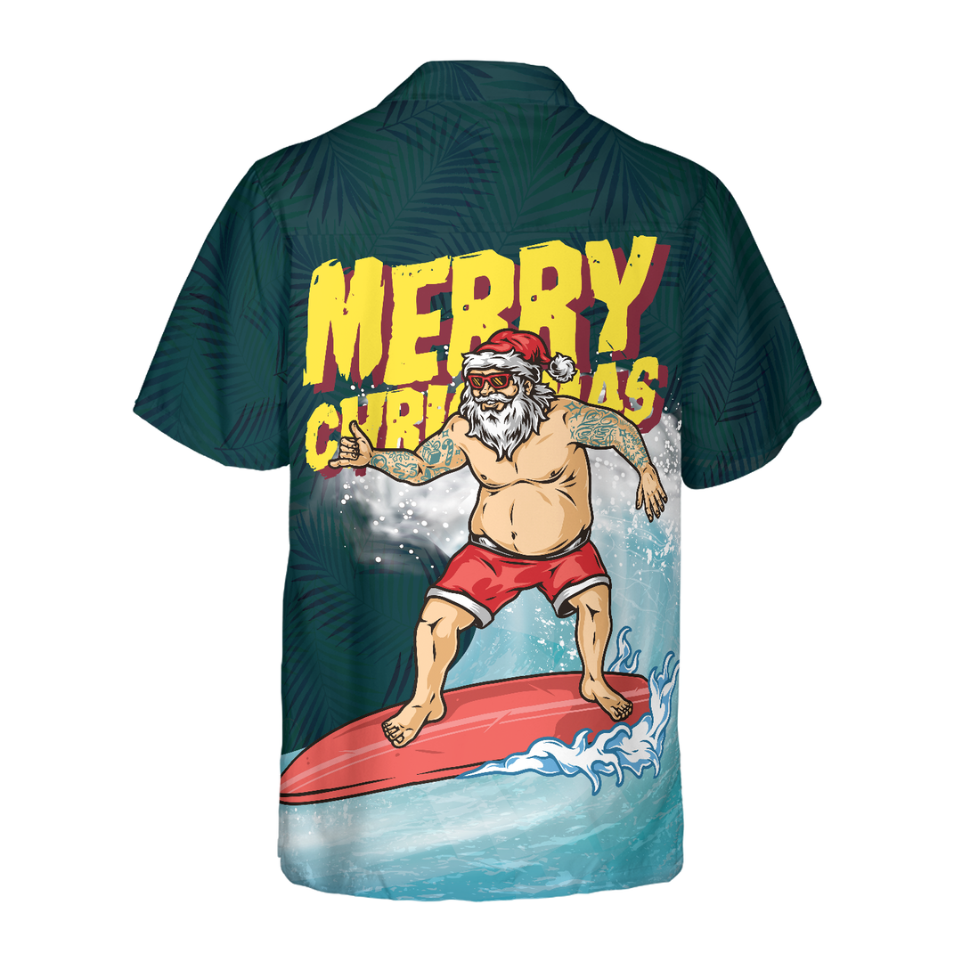 Luvik | Julehula-skjorter Hyperfavor, Merry Santa Surf -kortermet jule skjorte, gaveide til juleskjorter for menn og kvinner