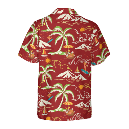 Luvik | Jouluhawaiipaidat Hyperfavor, jouluranta-T-paita Santa kesämotivilla 1 lyhythihaisena, lahjaidea T-paidaksi miehille ja naisille