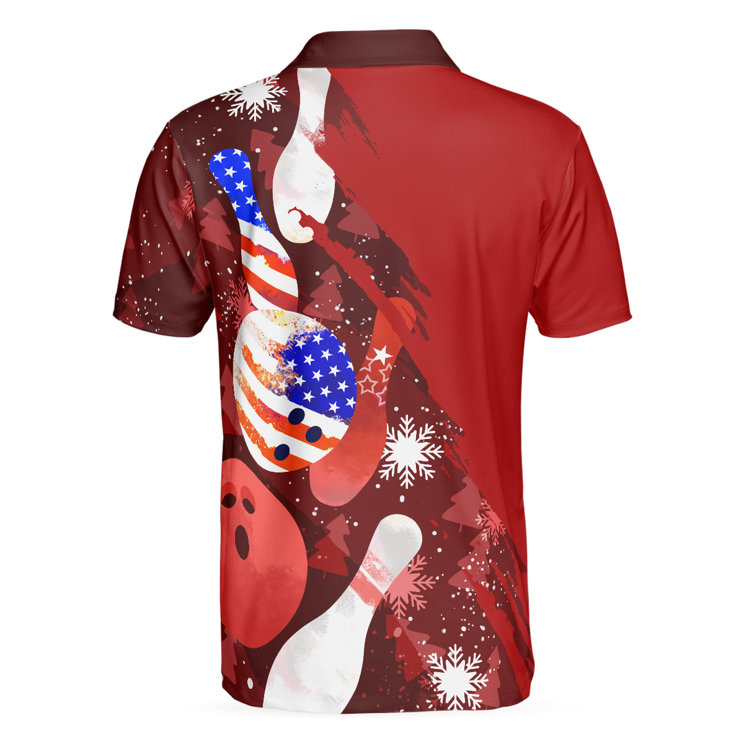 Luvik | Amerika flagg jul bowlingball og kjegler herre polo