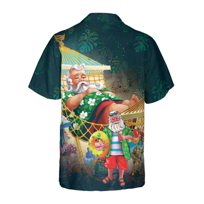 Luvik | Jouluhawaiipaidat Hyperfavor, lyhythihainen joulupukkipaita rannalla, joululahjaidea miehille ja naisille