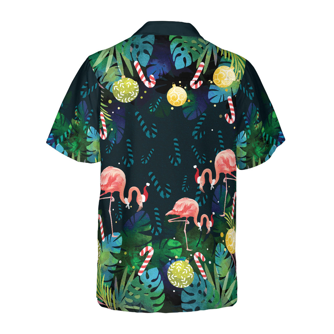Luvik | Hawaiiskjorter Hyperfavor til jul for menn og kvinner, tropisk julemoke flamingo kortermet Hawaiiskjorte med knapper