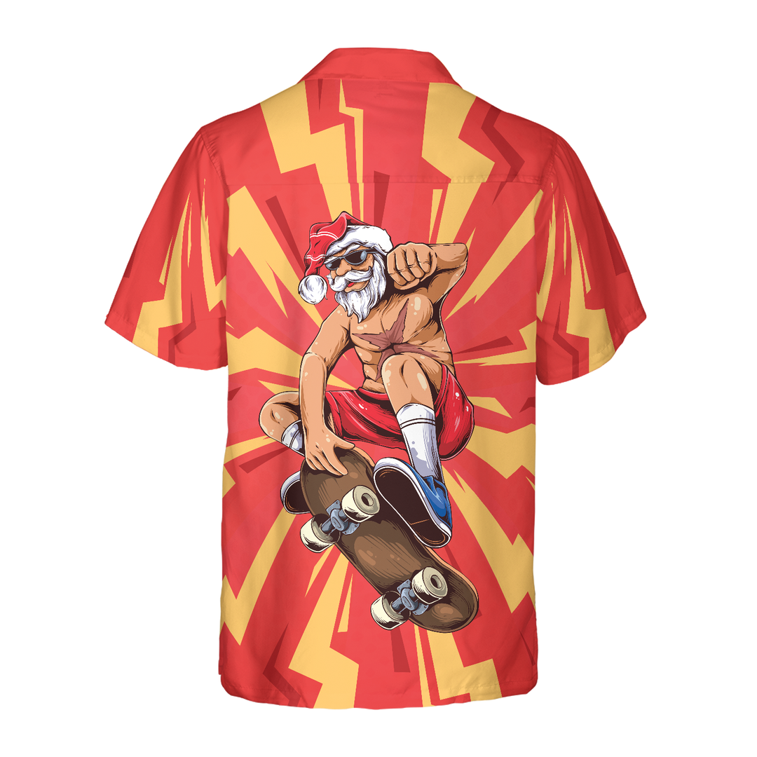 Luvik | Hyperfavor Jul Hawaiian-skjorter for menn og kvinner, Santa Skater Korte ermer Hawaiian-skjorte