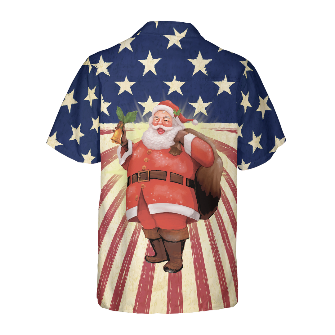 Luvik | Hyperfavor Jul Santa Amerika Hawaiian-skjorte, kortermede juleskjorter, knappekrageskjorte for menn og kvinner