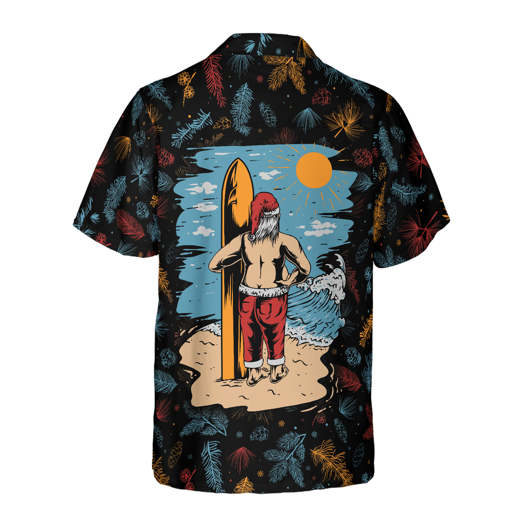 Luvik | Hyperfavor Santa Beach Muster 2 Skjorte Hawaii, Korte ermede julekjorter med knappkrage for menn og kvinner