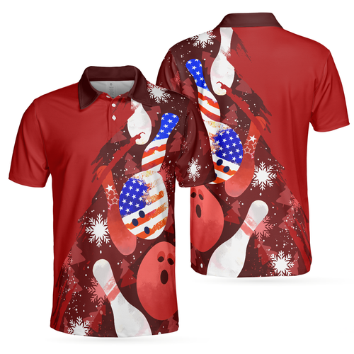Luvik | Amerika flagg jul bowlingball og kjegler herre polo