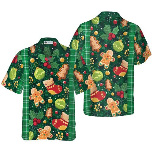 Luvik | Grønn jule-shirt mønster Hawaii-skjorte Hyperfavor, jule-skjorter med korte ermer knapper for menn og kvinner