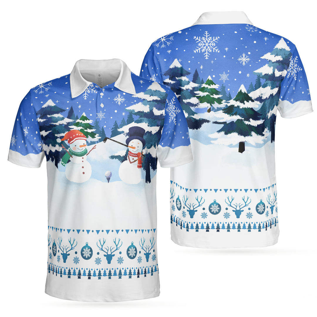 Luvik | Julepoloer - Herre kortermede golfpoloer - Morsom t-skjorte med snømannmotiv Dry Fit - Julegaveidé til menn