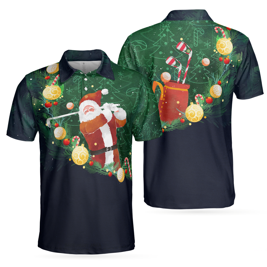 Luvik | Julpoloskjorte - Korte ermer herre golftrøye - Golftrøye med Santa-tema - Julegaveidé for menn