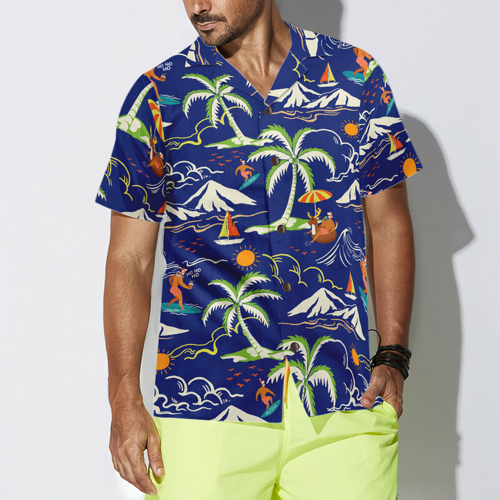 Luvik | Hawaii-t-skjorte Hyperfavor julen, Santa-mønster fra sommerstranden 3 kortermede t-skjorter, julegaveide til menn og kvinner