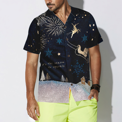 Luvik | Hyperfavor Jouluhawaiipaitoja, lyhythihainen paita tummasta lumiolennaisesta, joululahjaidea miehille ja naisille