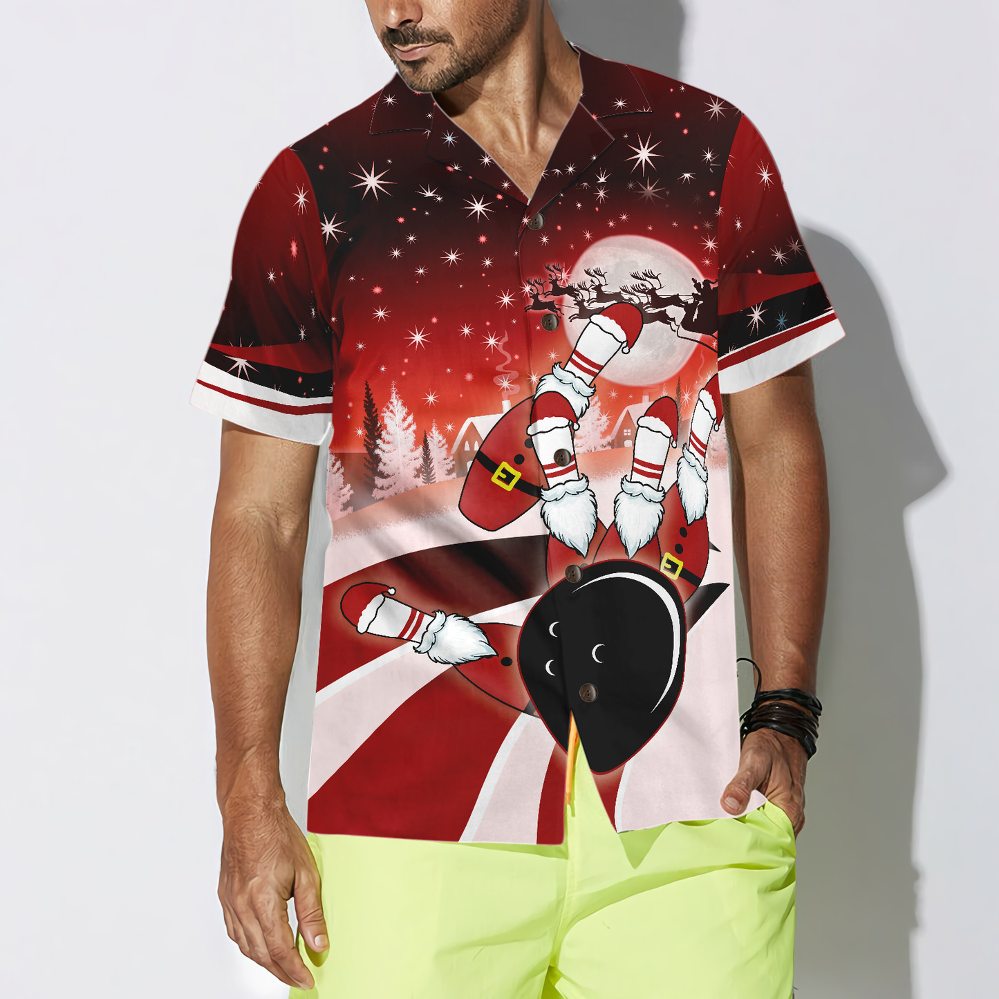 Luvik | Hawaijipaitalista, lyhythihainen joulupaitabowling, joululahjaidea miehille ja naisille