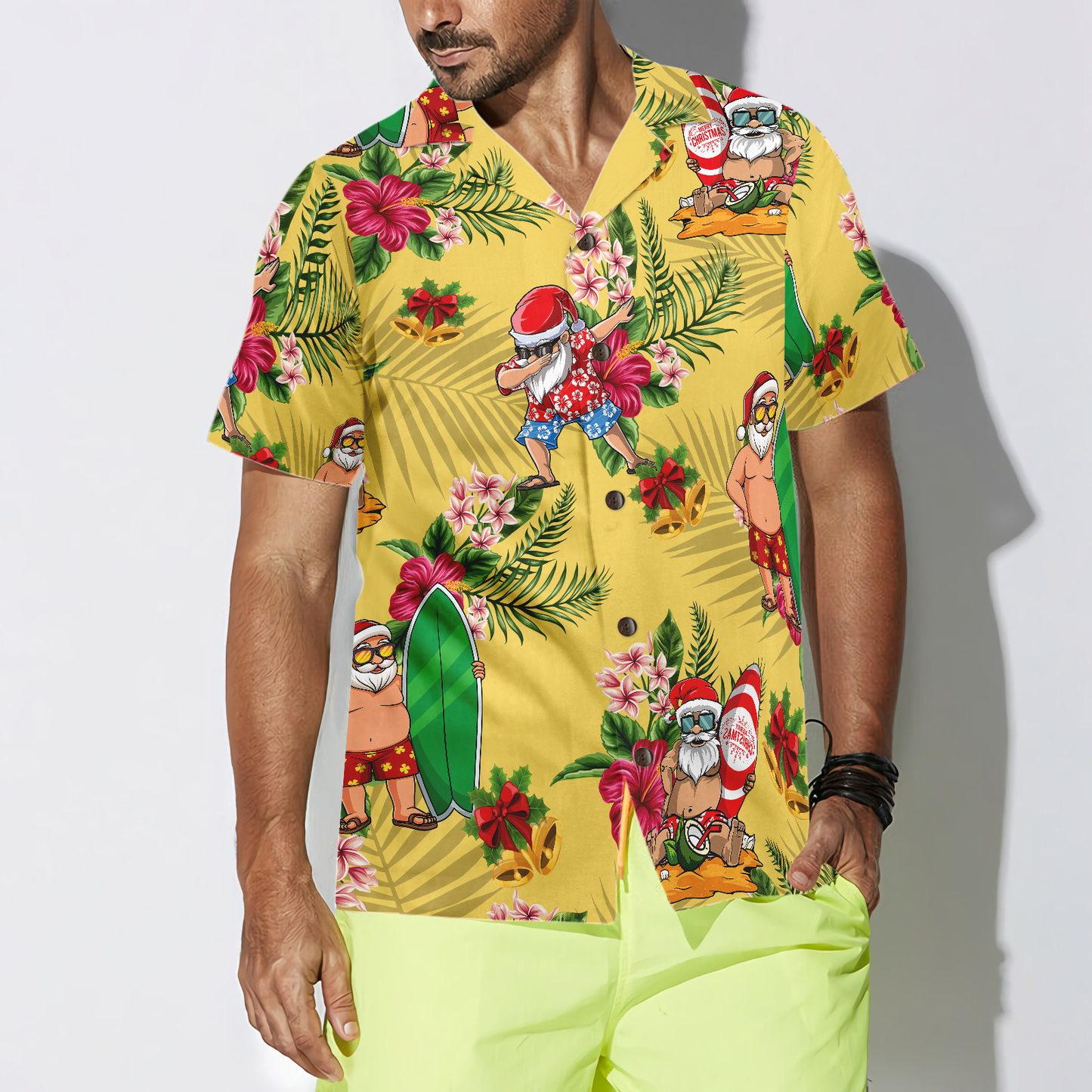 Luvik | Hyvää joulua Joulupukki Surfing Dab Hawaiipaita