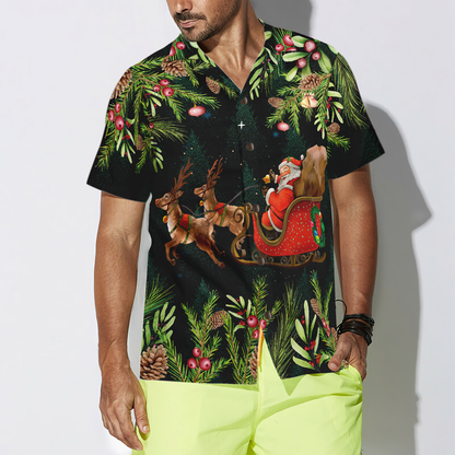 Luvik | Hyperfavor Santa Santa Riding Sleigh 3 Malli Havaiji-paita, joulupaidat lyhythihaisille miesten ja naisten nappipaita
