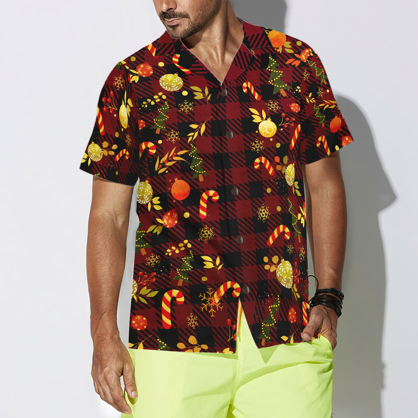 Luvik | Hyperfavor Jouluhawaiipaidat, punaraidallinen Lyhythihainen Hyvää Joulua T-paita, Joululahjaidea T-paidaksi miehille ja naisille