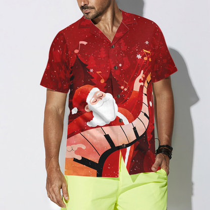 Luvik | Jouluiset havaijipaidat miehille ja naisille Hyperfavor, Santa soittaa pianoa Havaijipaita Napillinen lyhythihainen paita