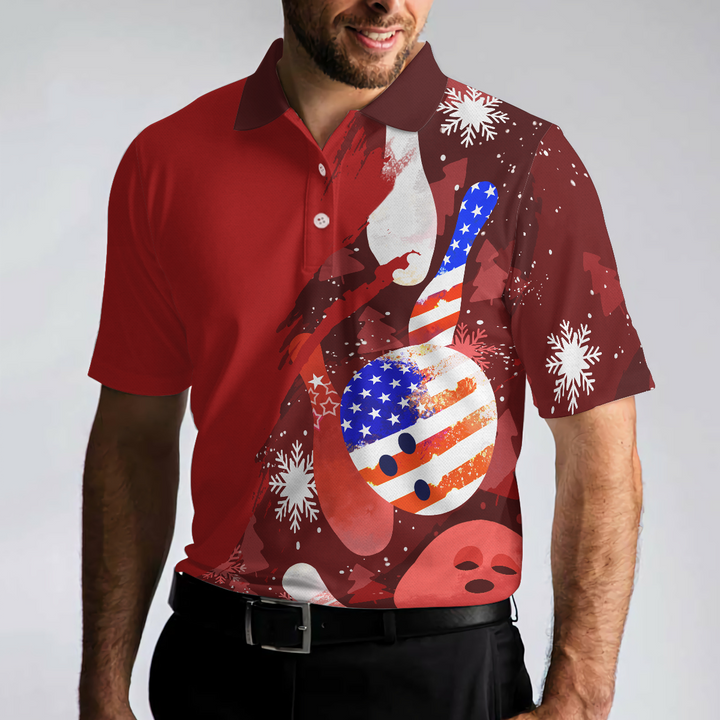 Luvik | Amerika flagg jul bowlingball og kjegler herre polo