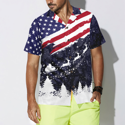 Luvik | Jouluhawaiipaidat Hyperfavor, lyhythihainen USA-lippukuosisella T-paidalla, joulupaitana idea lahjaksi miehille ja naisille