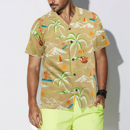 Luvik | Hyperfavor Jouluhavaijin paita, Santa Ranta Kesä Kuvio 4 Lyhyet Hihat Paita, Joulupaita Lahjaidea Miehille ja Naisille