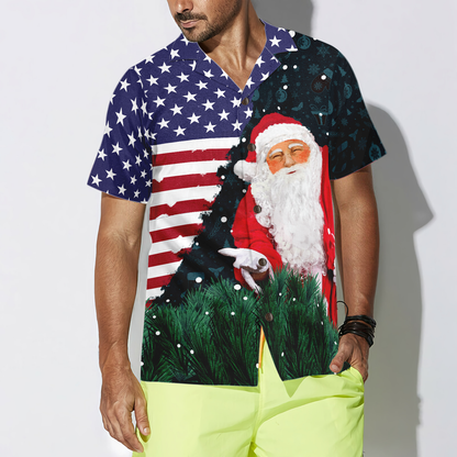 Luvik | Hyperfavor Joulu Havaijipaidat, Santa USA Kuvio Lippupaita Lyhythihaisilla, Joulupaita Lahjaidea Miehille Ja Naisille