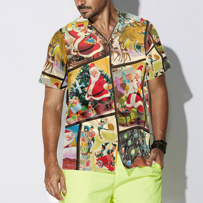 Luvik | Hyperfavor Joulu Hawaiian-paidat miehille ja naisille, Elf-printattu lyhythihainen Santa Claus -lahjapaita