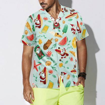 Luvik | Hyperfavor Santa Surfing 2 Motif Hawaii-paita, Lyhythihaiset Joulupaidat Napilliset Paidat Miehille ja Naisille