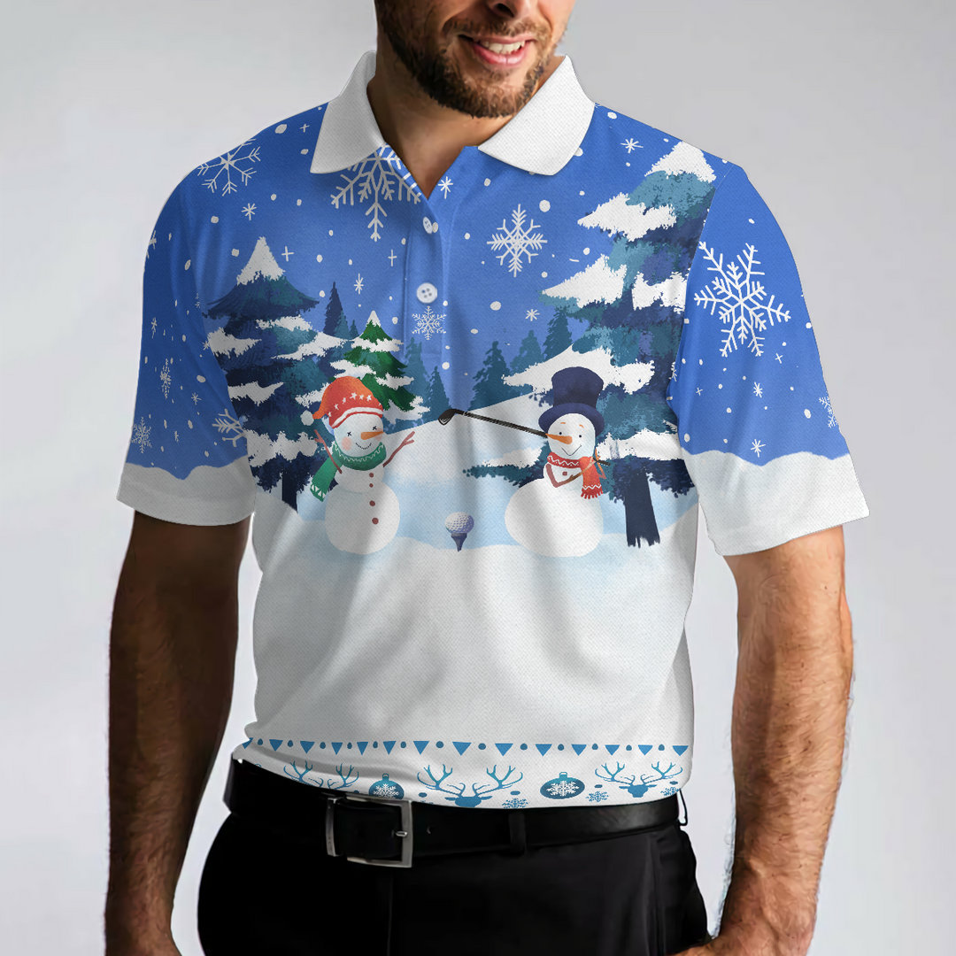 Luvik | Julepoloer - Herre kortermede golfpoloer - Morsom t-skjorte med snømannmotiv Dry Fit - Julegaveidé til menn