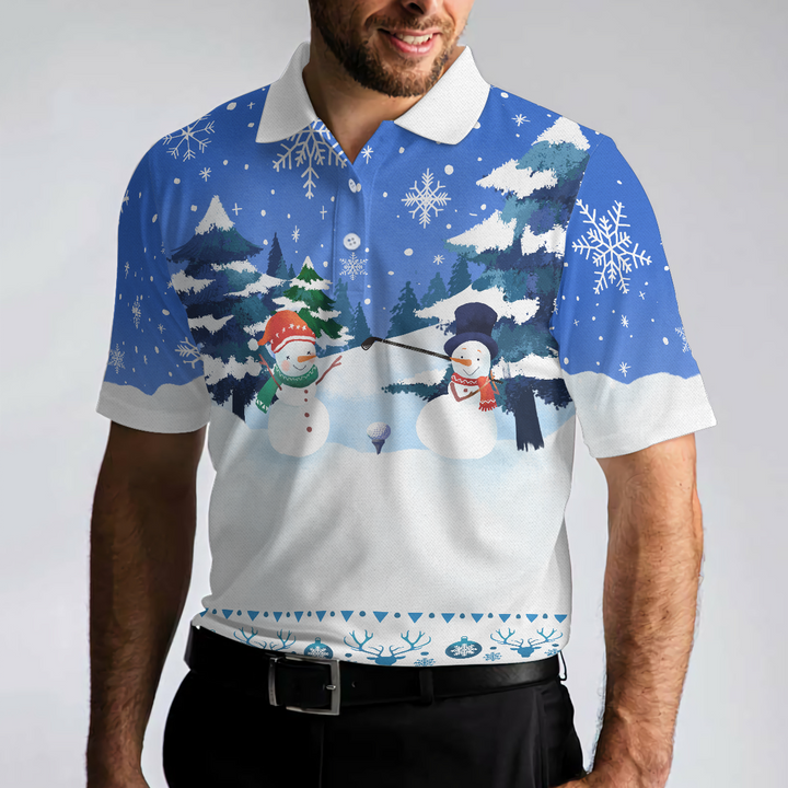 Luvik | Julepoloer - Herre kortermede golfpoloer - Morsom t-skjorte med snømannmotiv Dry Fit - Julegaveidé til menn