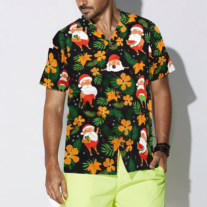 Luvik | Jouluhawaiipaidat Hyperfavor, lyhythihainen Santa-paita trooppisella printillä, joulu-paidan lahjaidea miehille ja naisille
