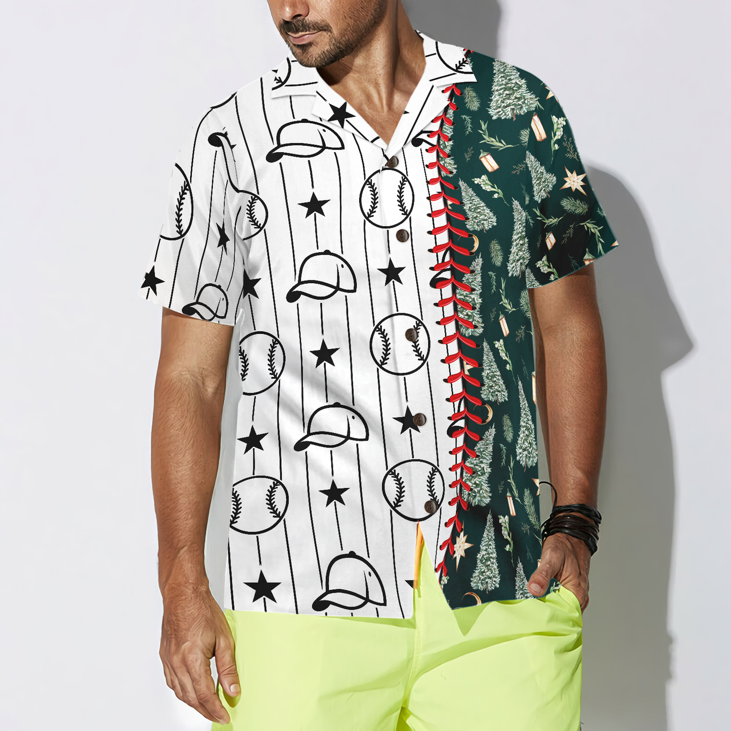 Luvik | Hyperfavor Jouluhawaiipaidat, lyhythihainen baseball-printtipaita, joululahjaidea t-paitana miehille ja naisille