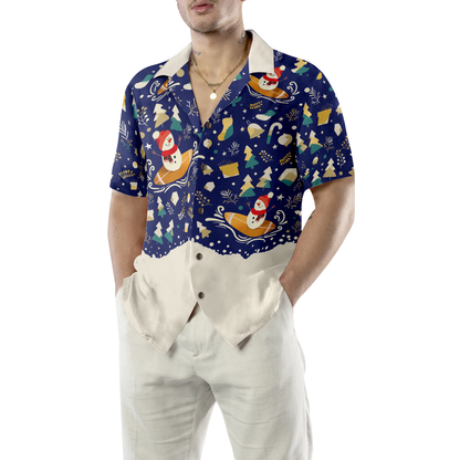 Luvik | Hyperfavor Joulu Lumiikkumies Surf Havaiipaita, joulupaidat lyhythihaisille miesten ja naisten nappipaita