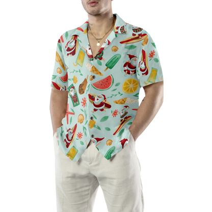Luvik | Hyperfavor Santa Surfing 2 Motif Hawaii-paita, Lyhythihaiset Joulupaidat Napilliset Paidat Miehille ja Naisille