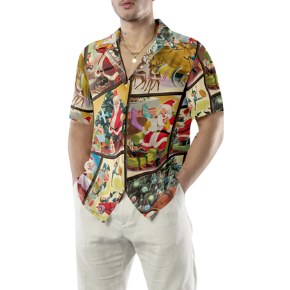 Luvik | Hyperfavor Joulu Hawaiian-paidat miehille ja naisille, Elf-printattu lyhythihainen Santa Claus -lahjapaita